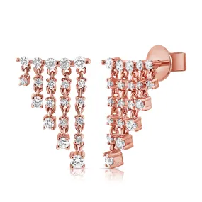 14K Gold & Diamond Dangle Ear Climber Earrings - 0.41ct