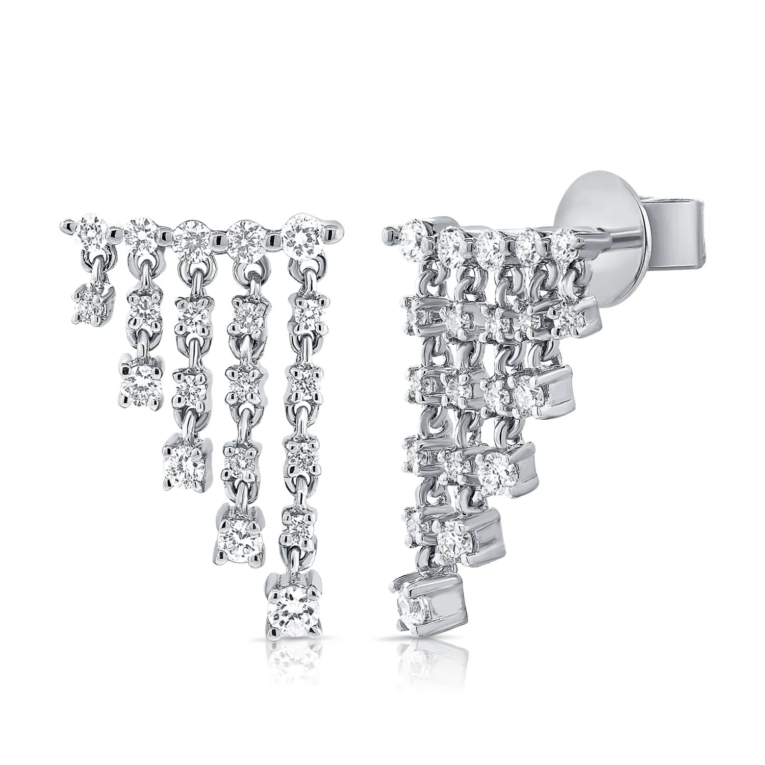 14K Gold & Diamond Dangle Ear Climber Earrings - 0.41ct