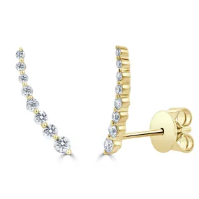 14k Gold & Diamond Ear Climber Earrings - 0.29ct