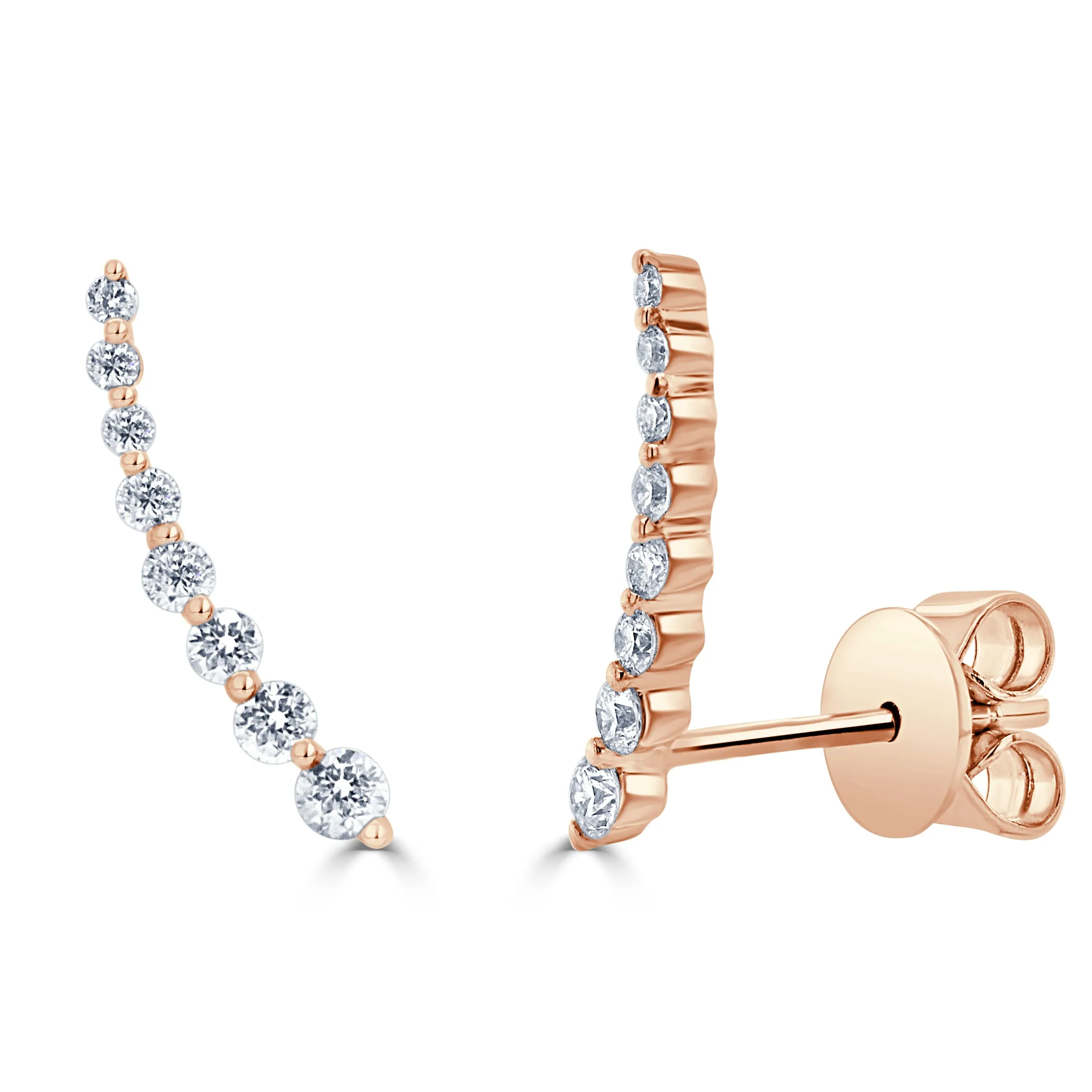 14k Gold & Diamond Ear Climber Earrings - 0.29ct