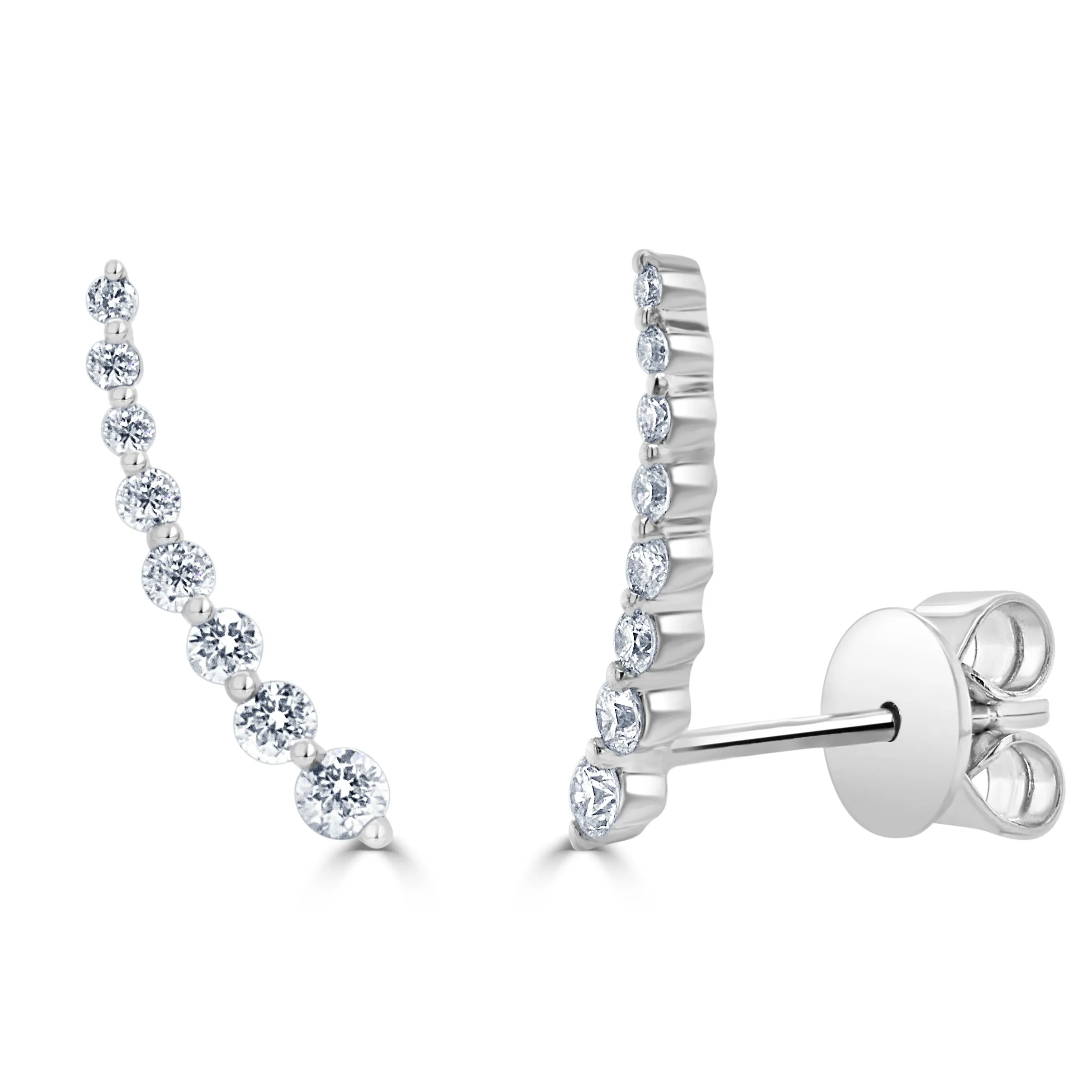 14k Gold & Diamond Ear Climber Earrings - 0.29ct