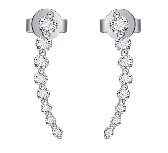 14k Gold & Diamond Ear Climber Earrings - 0.29ct