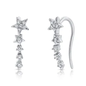 14K Gold & Diamond Star Ear Climbers - 0.11ct