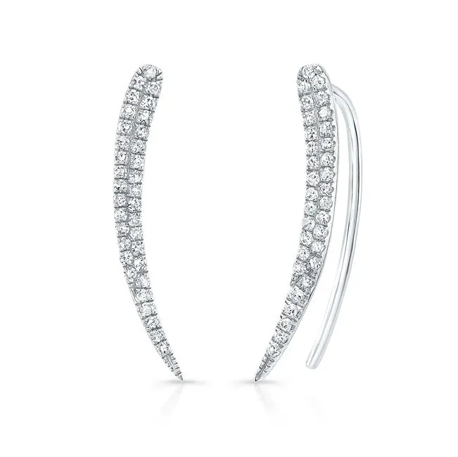 14k Gold Diamond Crescent Ear Climbers