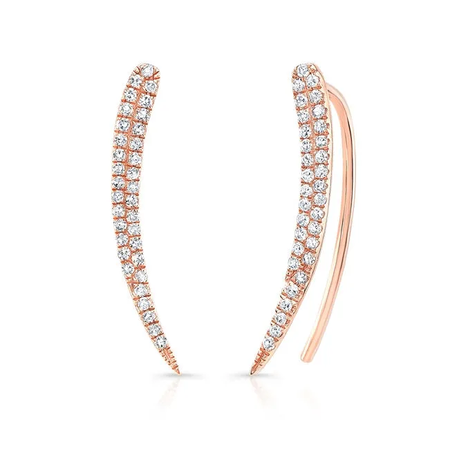 14k Gold Diamond Crescent Ear Climbers