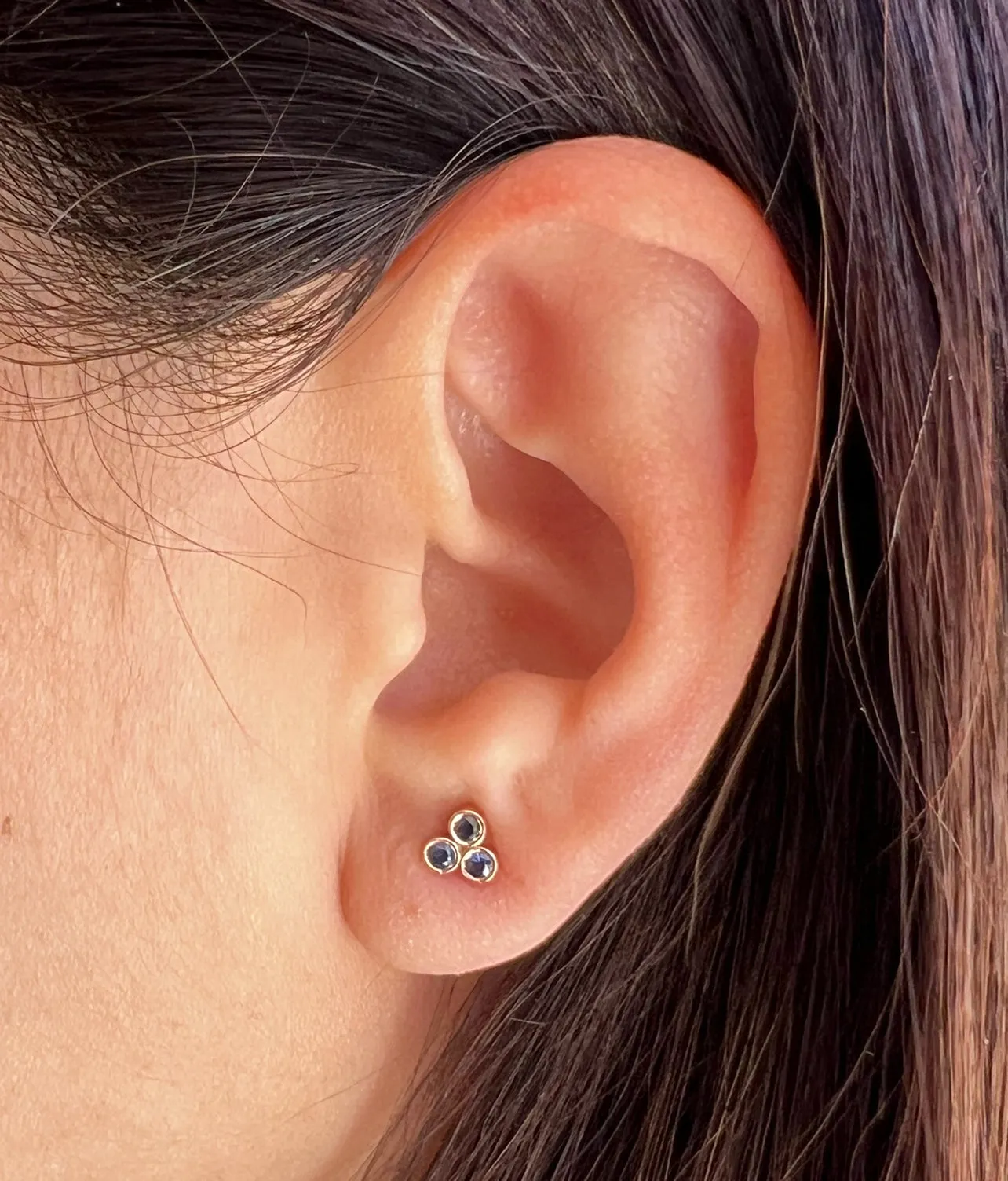 14K Gold Trio Ruby Stud Earrings