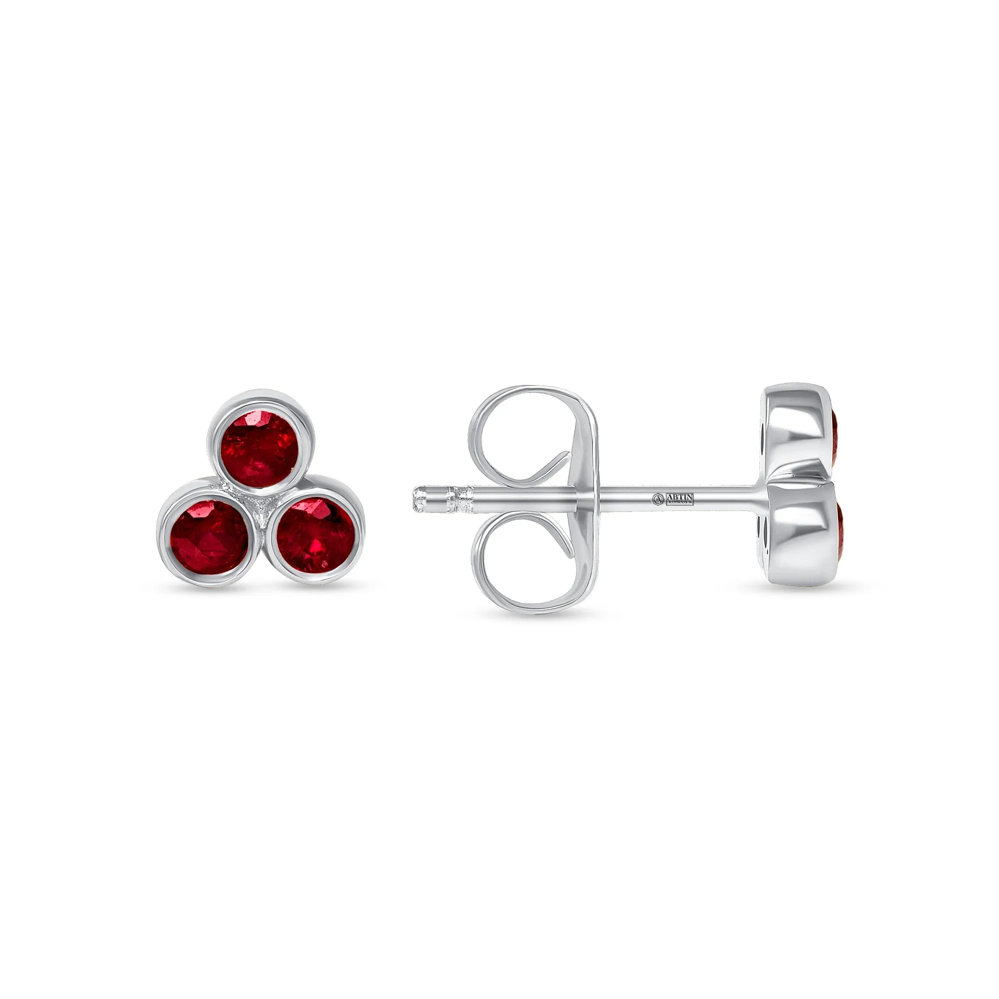 14K Gold Trio Ruby Stud Earrings