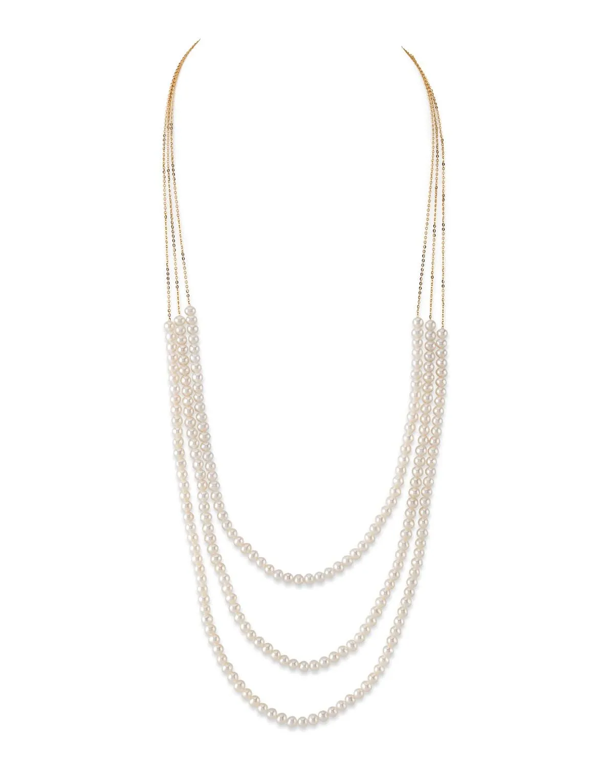 14K Gold Triple Freshwater Pearl and Chain Addie Necklace