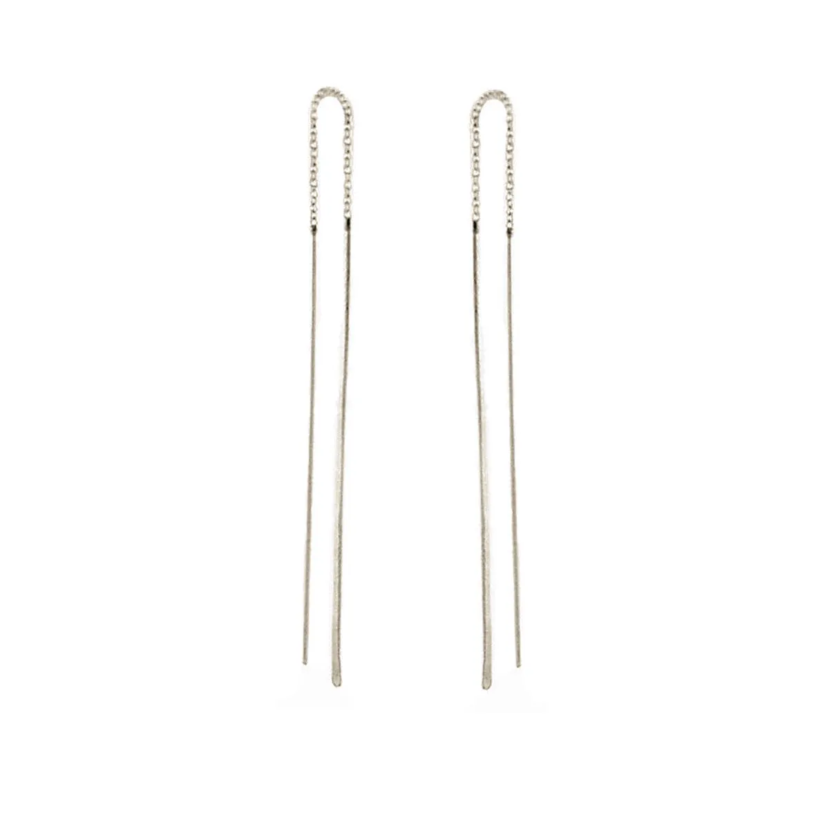 14k Hammered Wire Threader Earrings