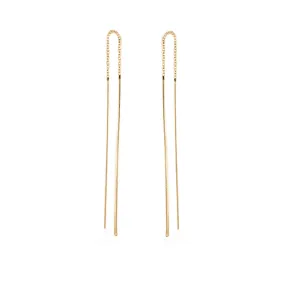 14k Hammered Wire Threader Earrings