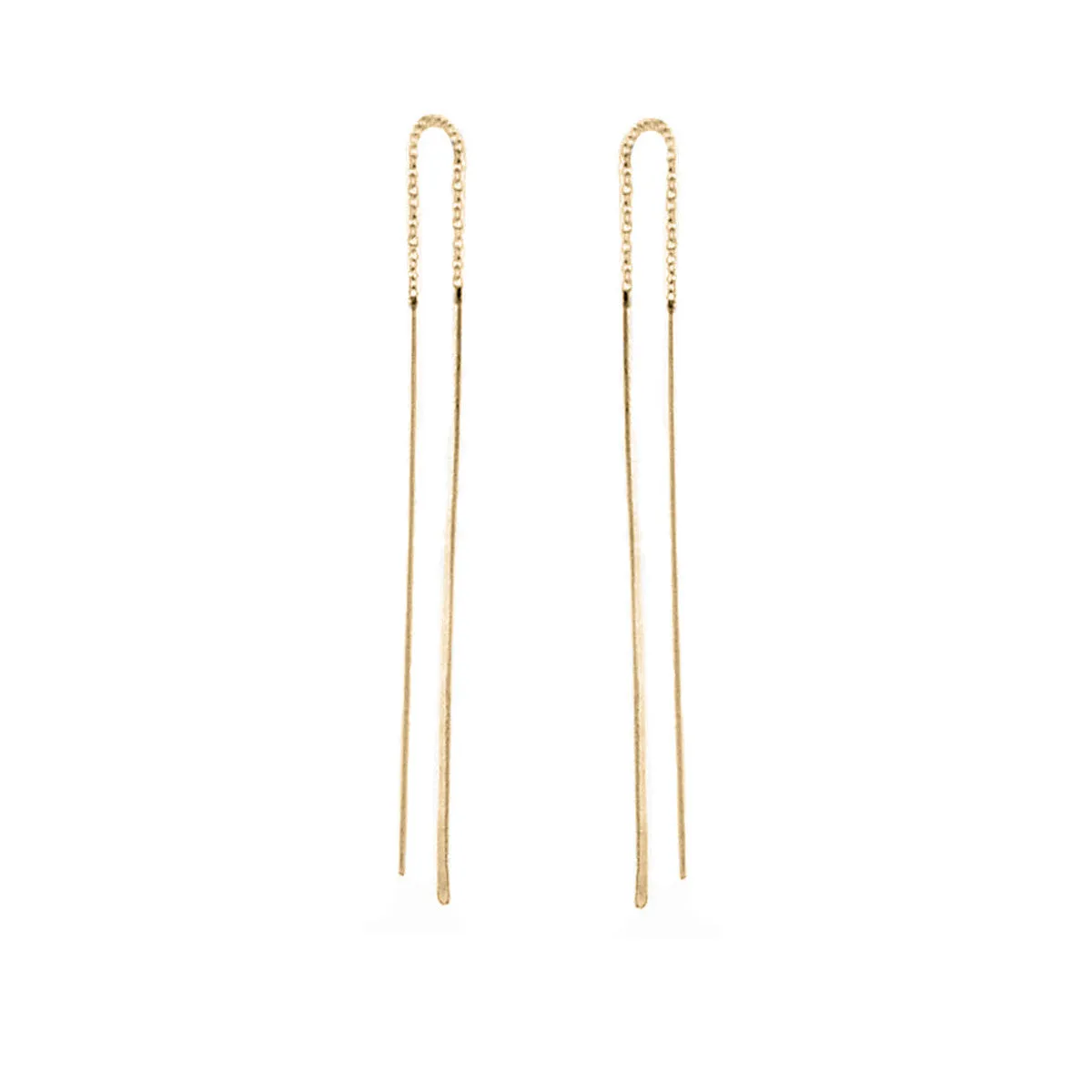 14k Hammered Wire Threader Earrings