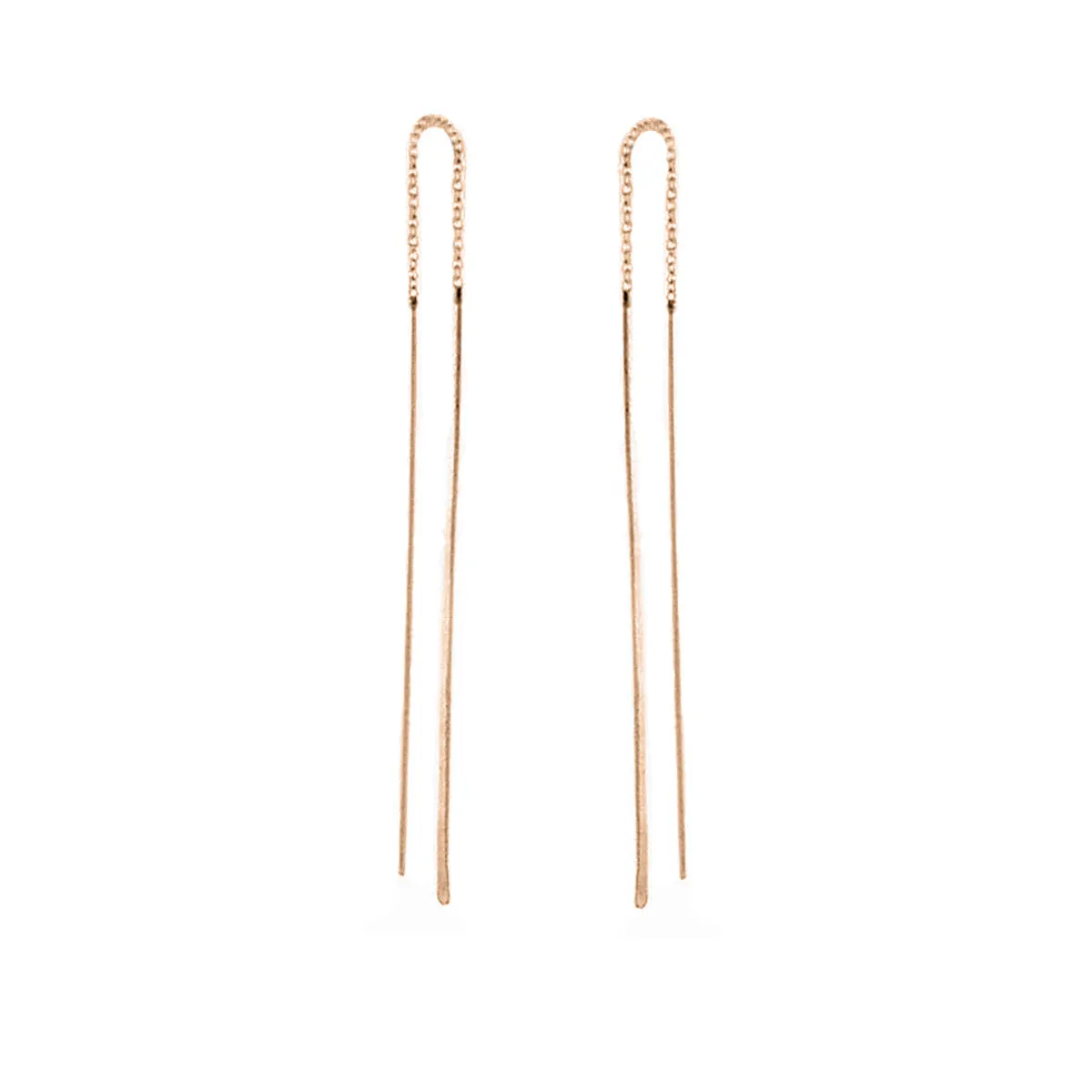14k Hammered Wire Threader Earrings
