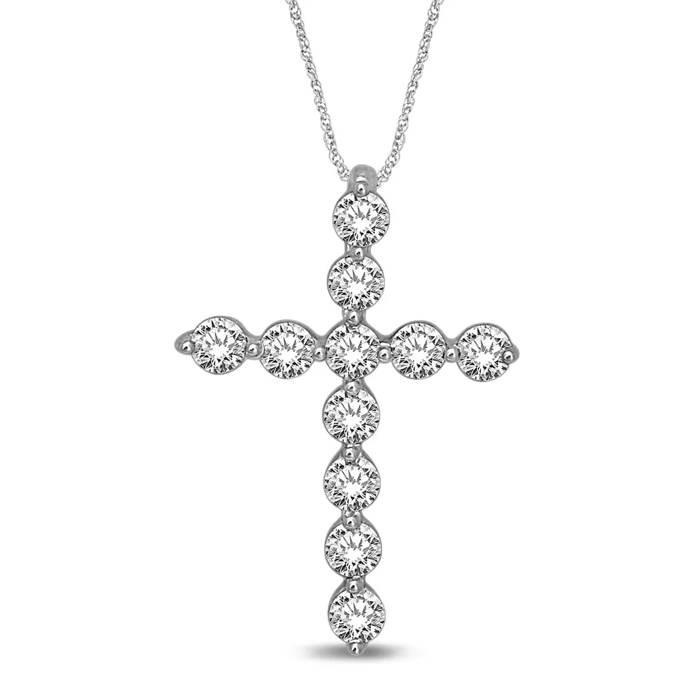 14K White Gold 0.20 Ct. Tw. Diamond Cross Pendant
