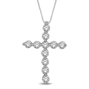 14K White Gold 0.20 Ct. Tw. Diamond Cross Pendant
