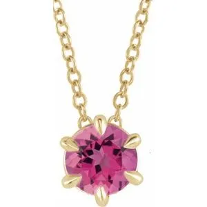 14K Yellow 1/4 CT Natural Diamond Solitaire 16-18" Necklace