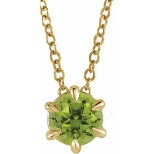14K Yellow 1/4 CT Natural Diamond Solitaire 16-18" Necklace
