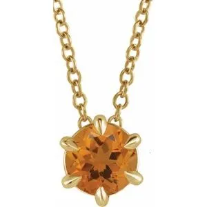 14K Yellow 1/4 CT Natural Diamond Solitaire 16-18" Necklace