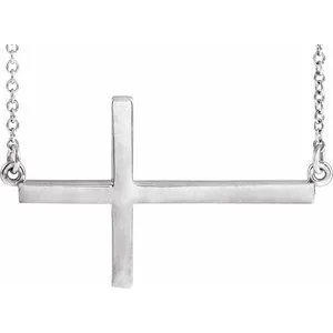 14K Yellow 28x16.2 mm Sideways Cross 16-18" Necklace