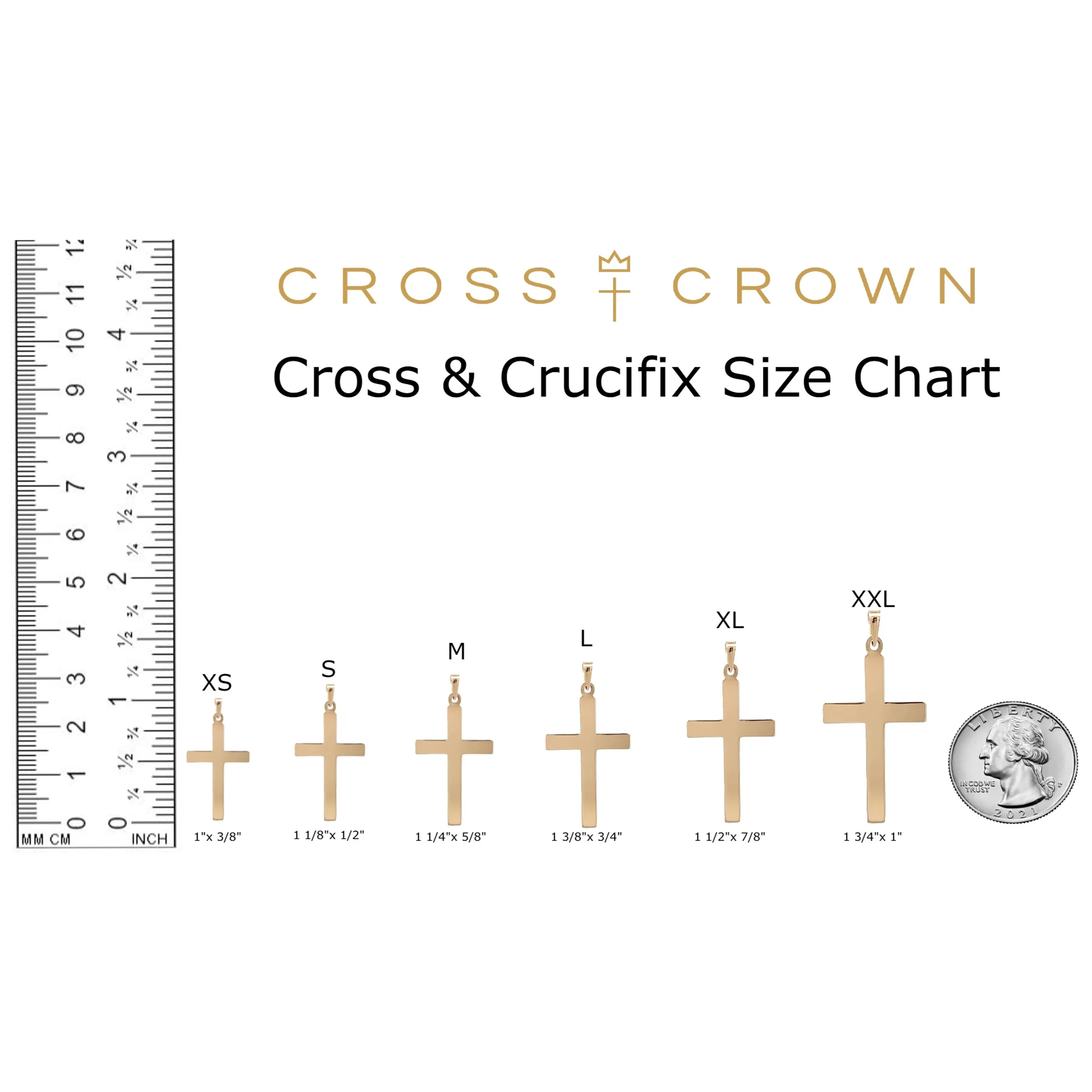 14K YELLOW GOLD LARGE CHEVRON CROSS