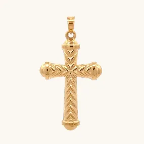 14K YELLOW GOLD LARGE CHEVRON CROSS