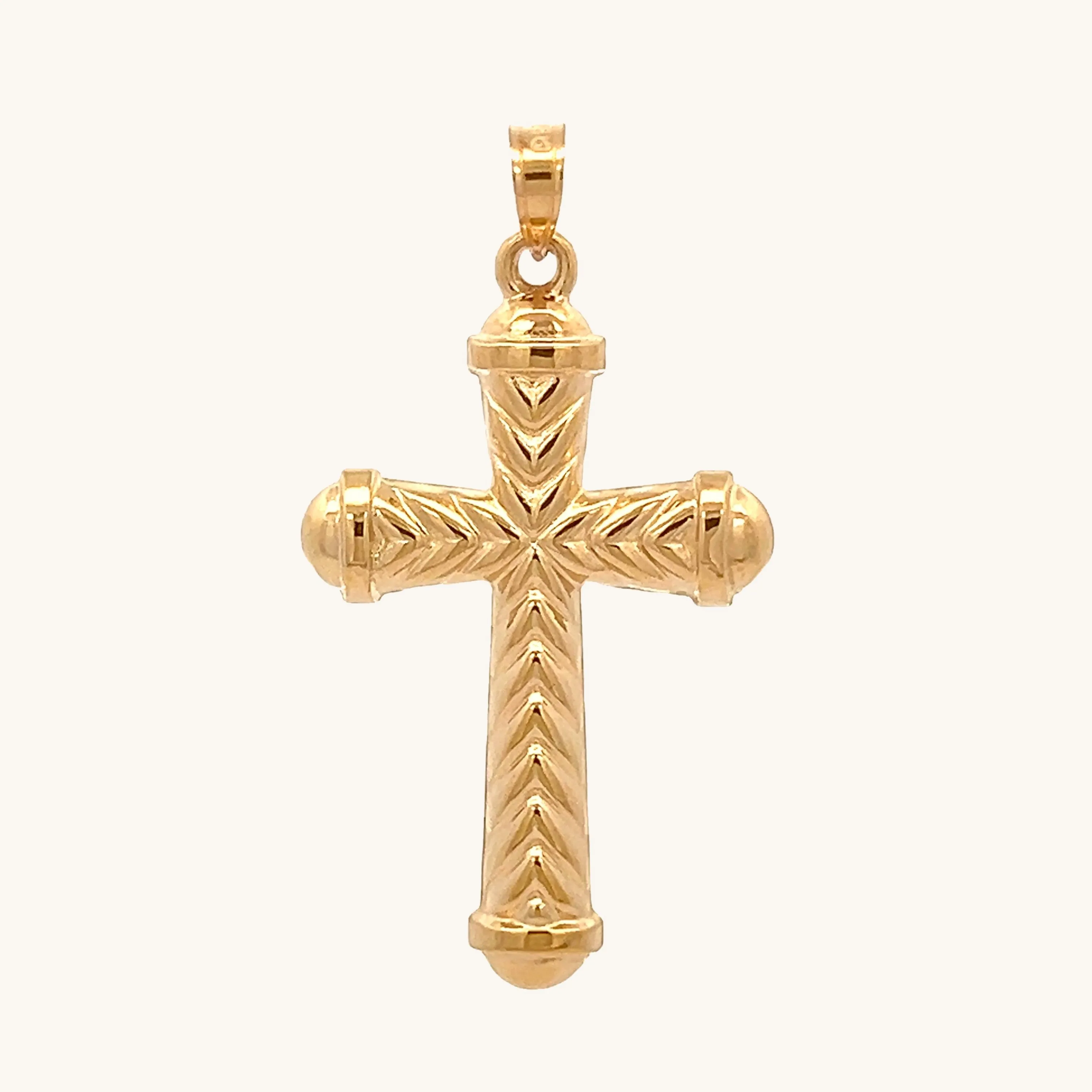 14K YELLOW GOLD LARGE CHEVRON CROSS