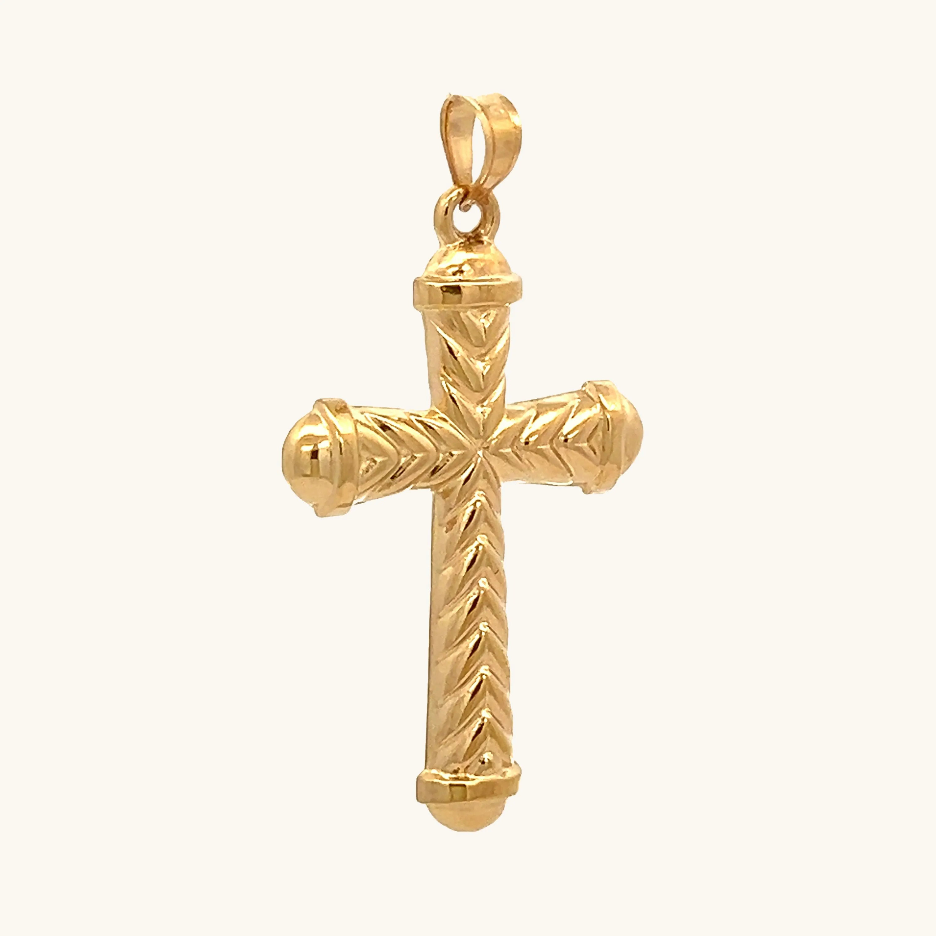 14K YELLOW GOLD LARGE CHEVRON CROSS