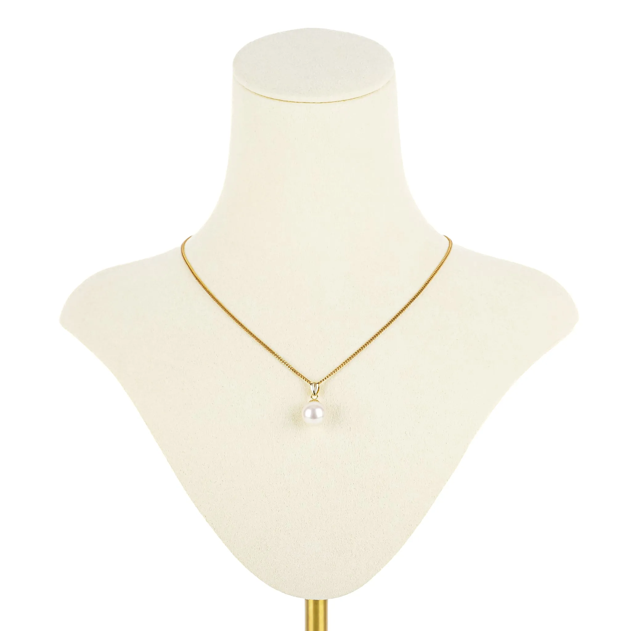 14K Yellow Gold Pearl Solitaire Pendant Necklace