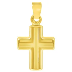 14k Yellow Gold Polished Simple Mini Religious Cross Charm Pendant