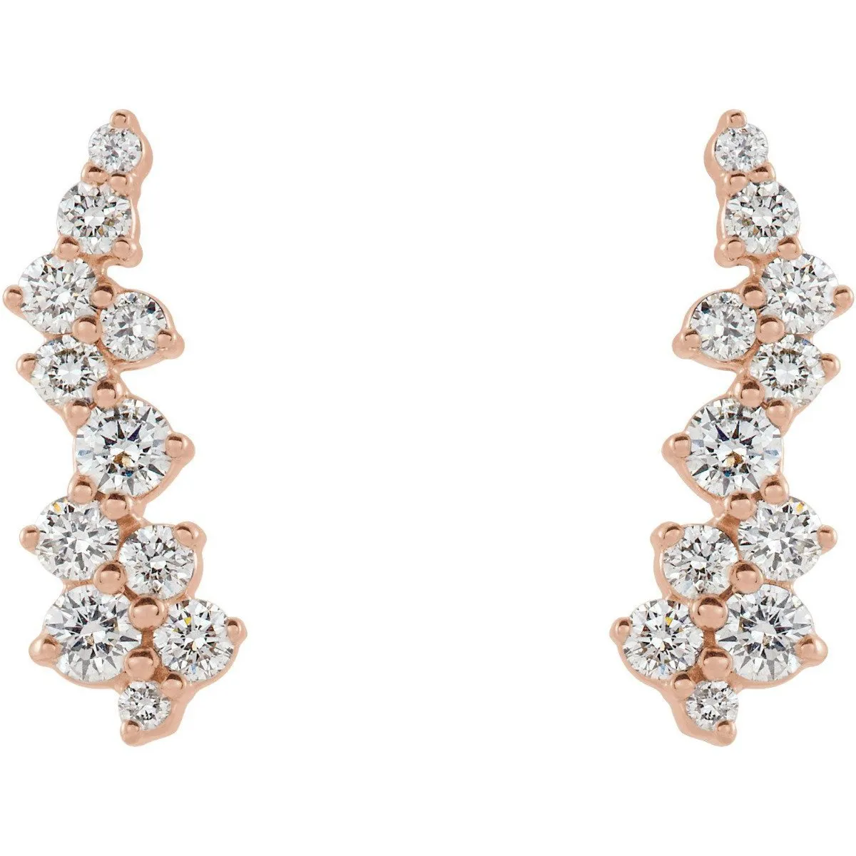 14KT GOLD 3/8 CTW DIAMOND EAR CLIMBERS