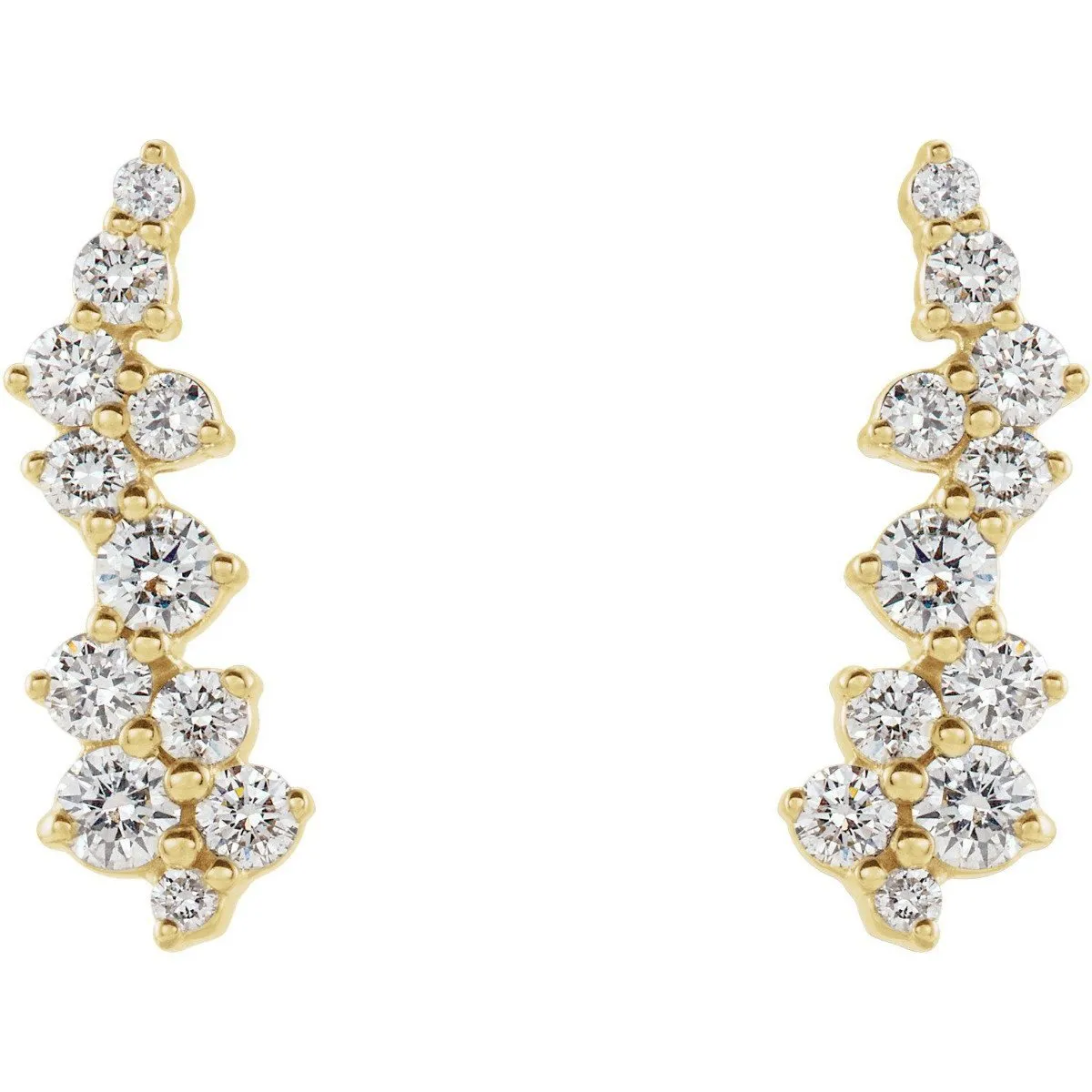 14KT GOLD 3/8 CTW DIAMOND EAR CLIMBERS