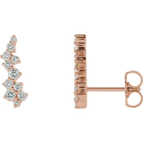 14KT GOLD 3/8 CTW DIAMOND EAR CLIMBERS