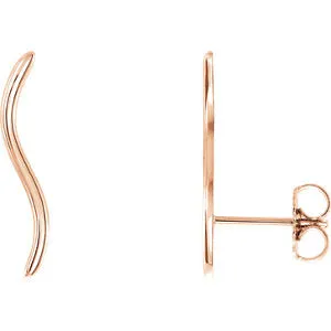 14KT Rose Gold Wavy Ear Climber Earrings