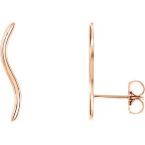 14KT Rose Gold Wavy Ear Climber Earrings