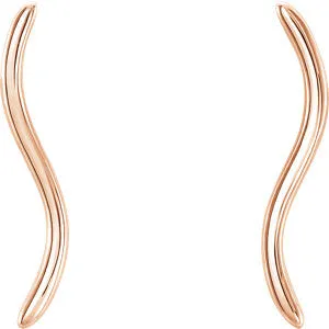 14KT Rose Gold Wavy Ear Climber Earrings
