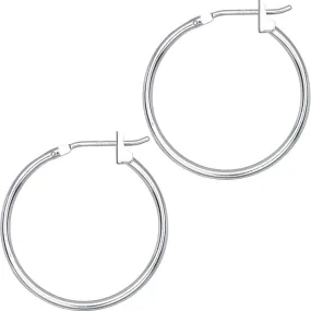 14KT White Gold 1.5mm 3/4 Inch Hoop Earrings