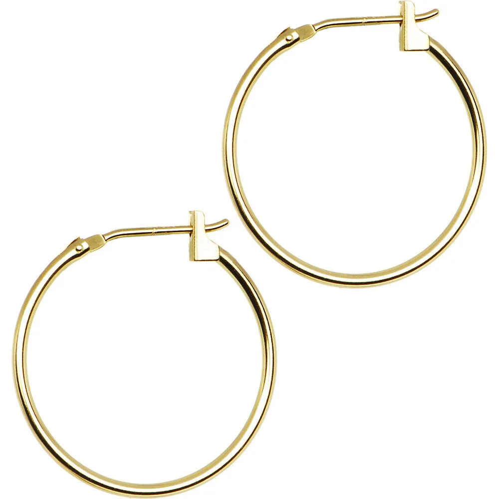 14KT Yellow Gold 1.5mm 3/4 Inch Hoop Earrings