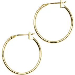 14KT Yellow Gold 1.5mm 3/4 Inch Hoop Earrings