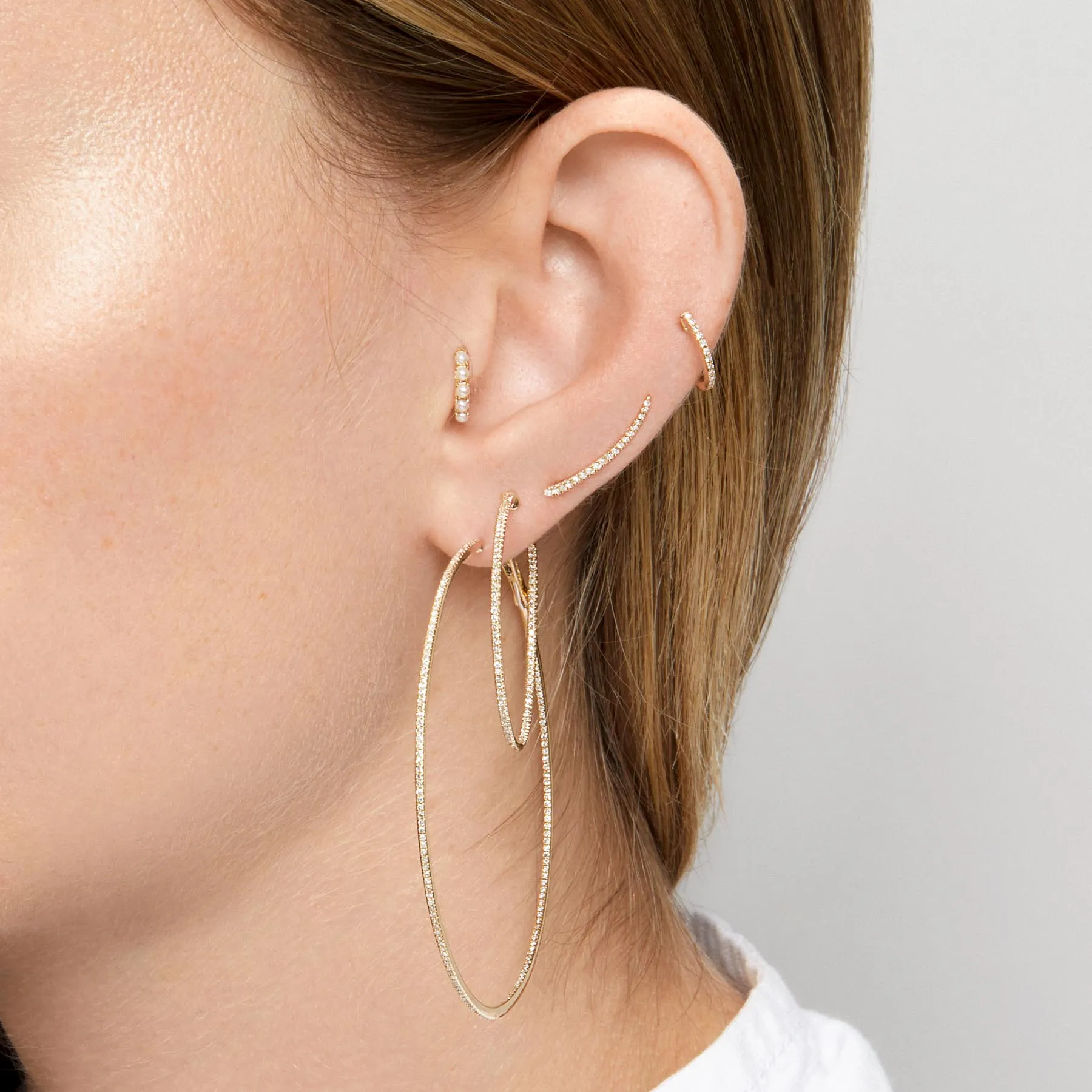 14KT Yellow Gold Diamond Lash Ear Climber