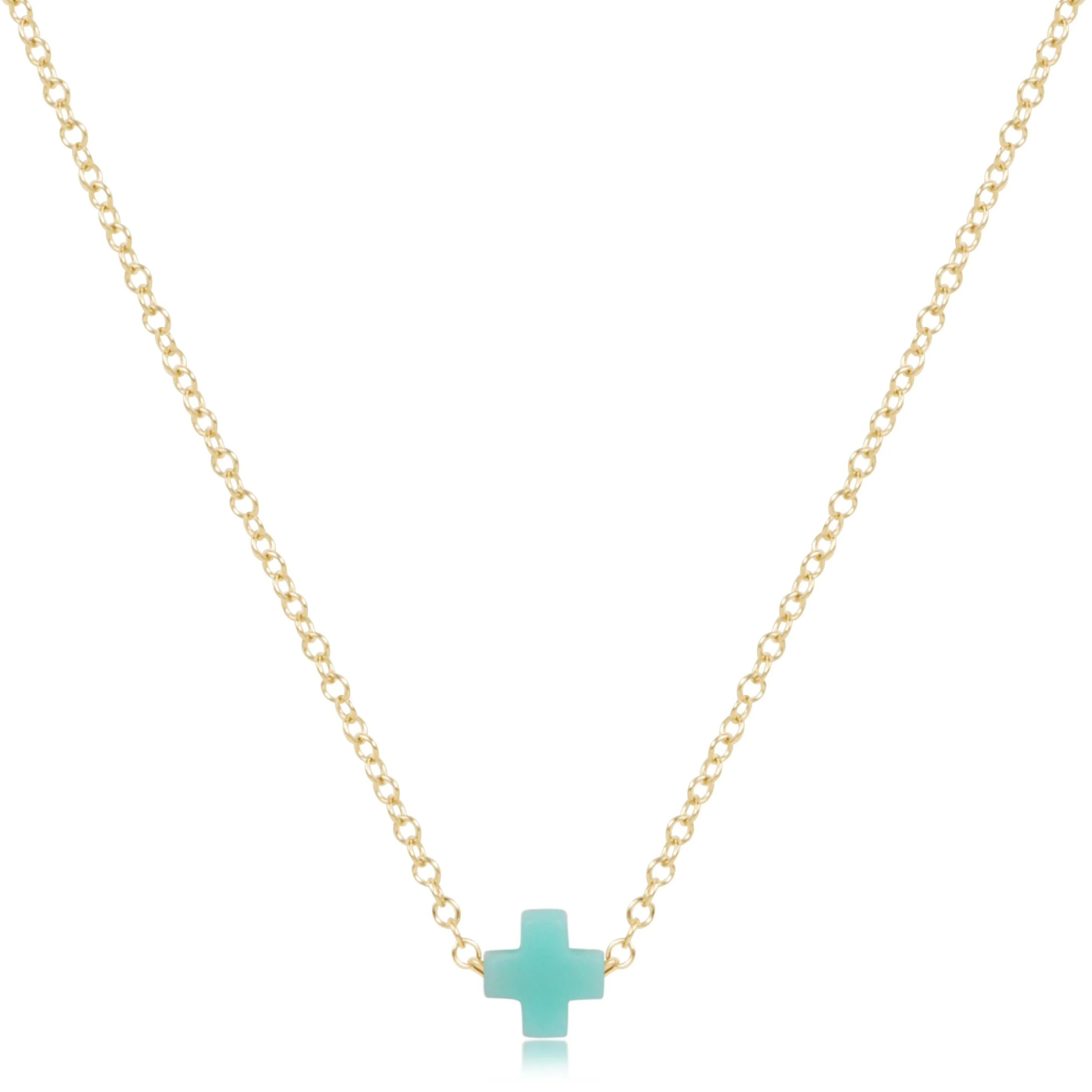 16" Necklace Gold - Signature Cross Small