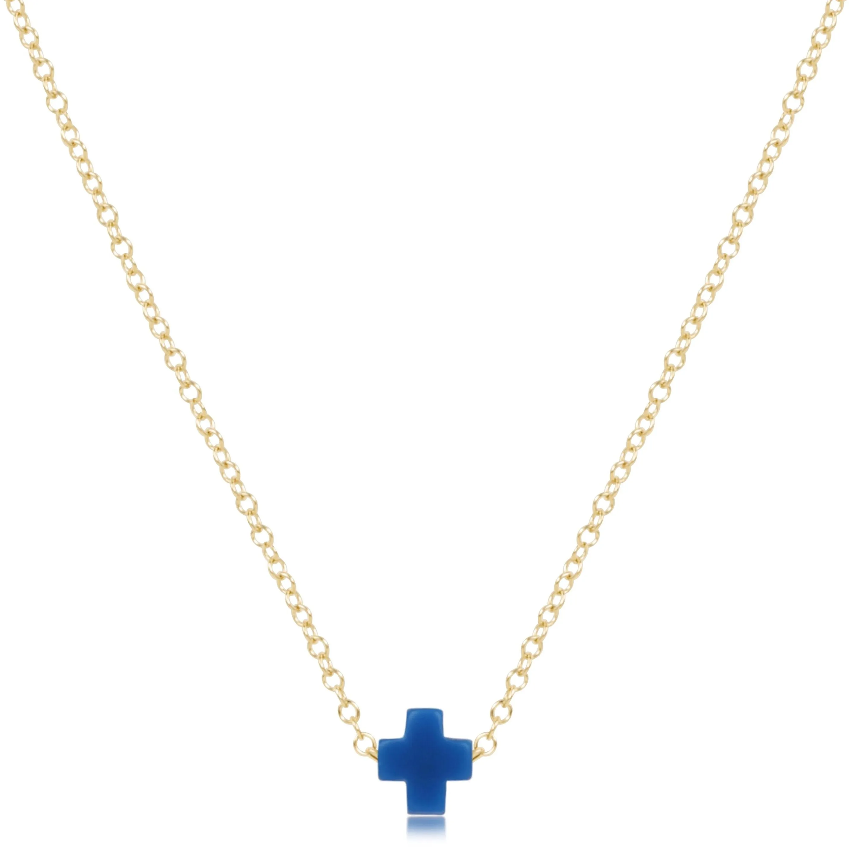 16" Necklace Gold - Signature Cross Small