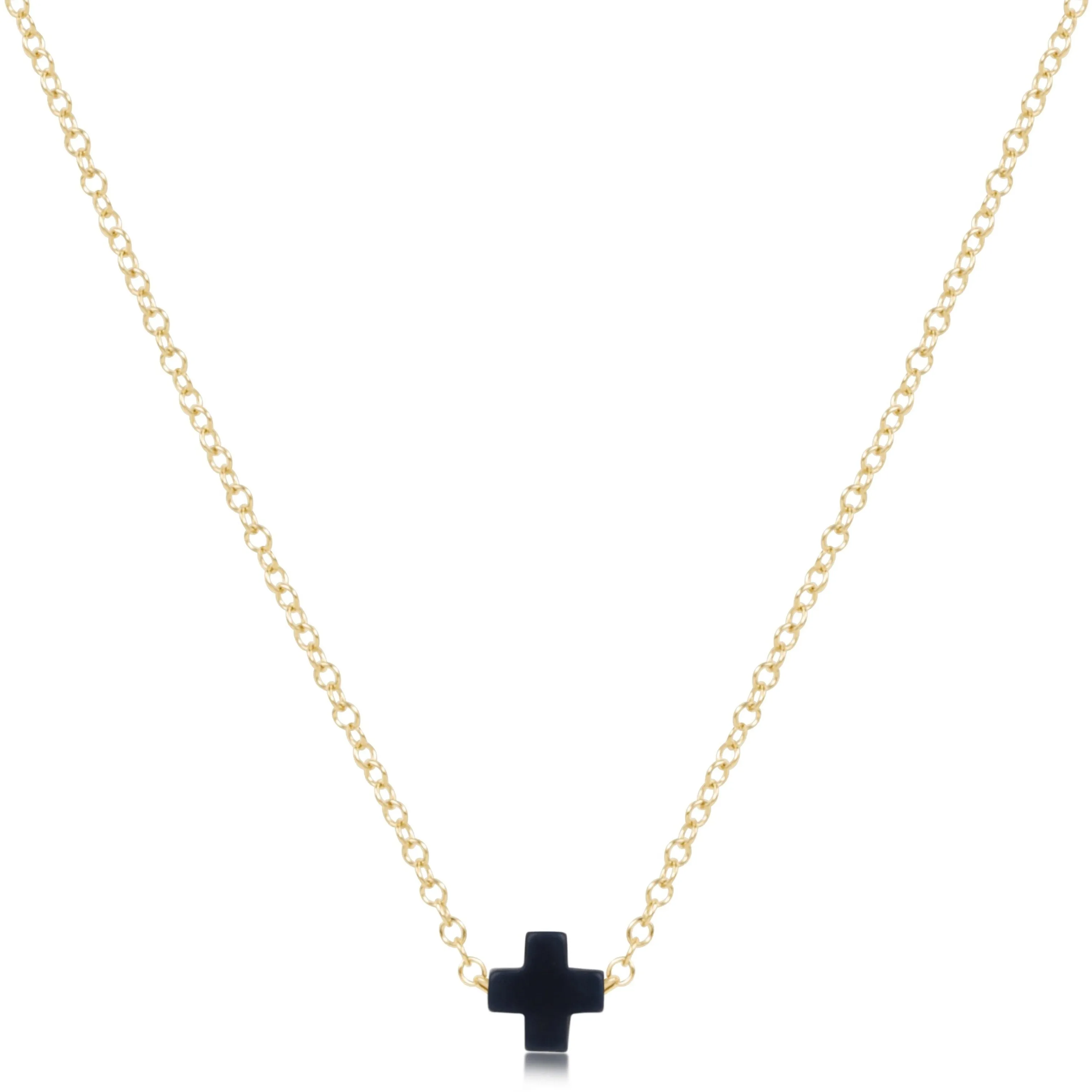 16" Necklace Gold - Signature Cross Small