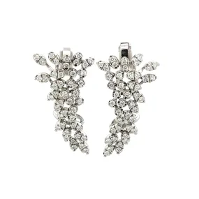 18K White Gold Cluster Diamond Ear Climbers (2.67ctw)