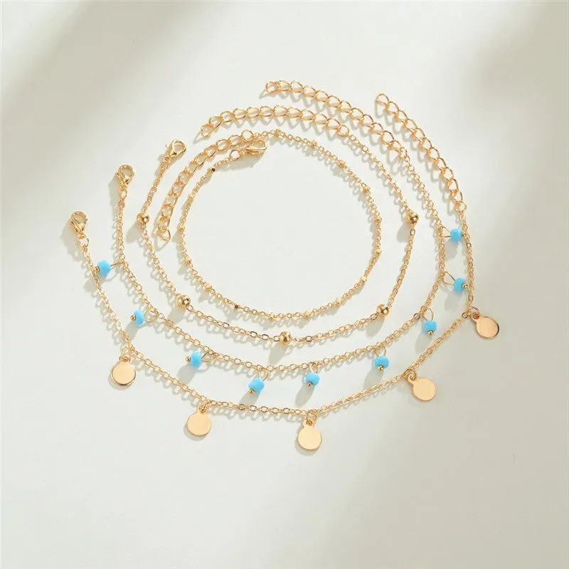 4pcs/set Vintage Bohemian Ankle Bracelet