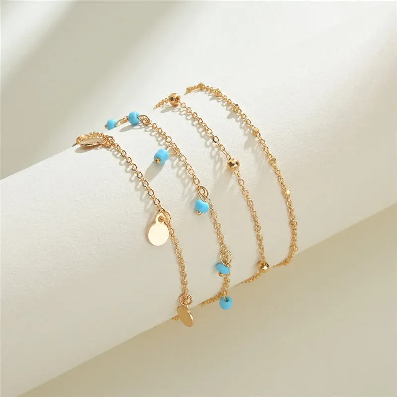 4pcs/set Vintage Bohemian Ankle Bracelet