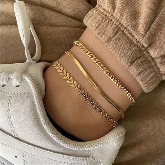 4pcs/set Vintage Bohemian Ankle Bracelet