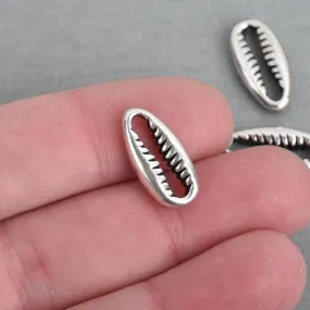 5 Silver SEASHELL Charms Cowrie Shell Coffee Bean Shells 19x9mm chs4049