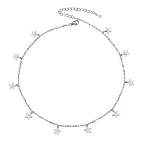 925 Sterling Silver Choker Necklace for Women Bead/Charm Collar Clavicle Necklace Fashion Jewelry(with Gift Box) A-Star