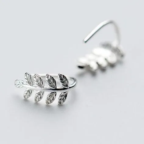 925 sterling Silver Leaf Threader Earrings