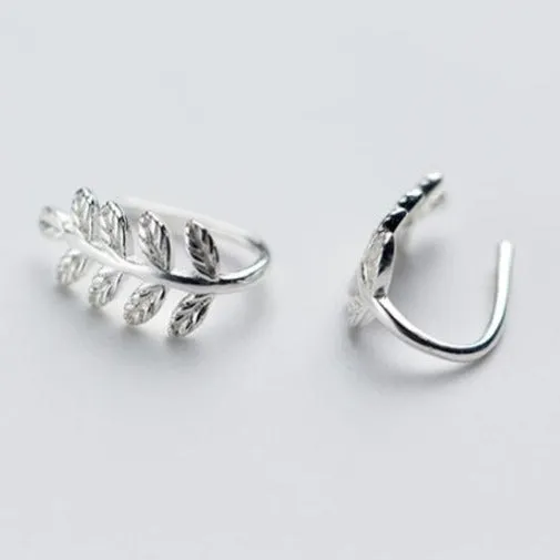 925 sterling Silver Leaf Threader Earrings