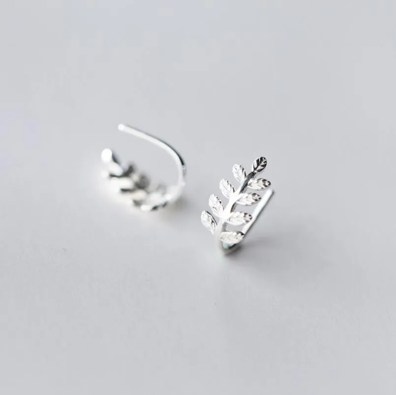 925 sterling Silver Leaf Threader Earrings